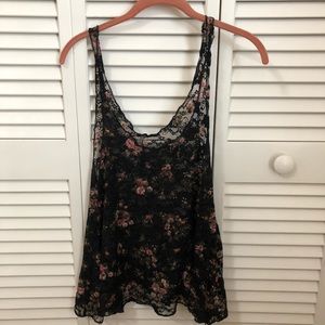 Floral Lace Black Shirt